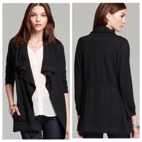 Theory Maritza B New Steady Drape Front Wool Cardigan Sweater Berry Small - Picture 15 of 16